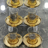 Luxury Gold Rimmed Turkish Tea Glass and Saucer Set - 6 Piece - TryAladdin