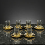Luxury Gold Rimmed Turkish Tea Glass and Saucer Set - 6 Piece - TryAladdin