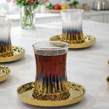 Luxury Gold Rimmed Turkish Tea Glass and Saucer Set - 6 Piece - TryAladdin