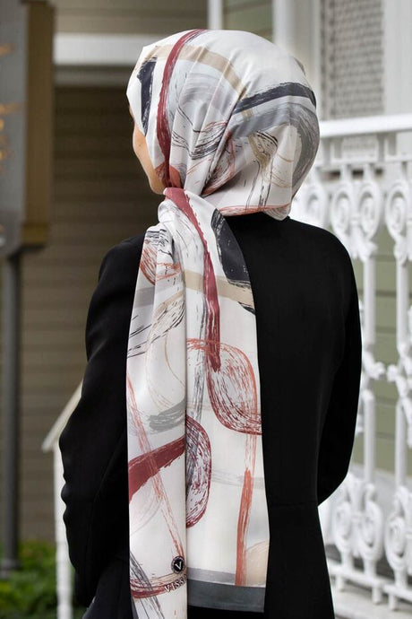 Luxury Medina Silk Scarf - Cream Grey - TryAladdin