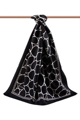 Luxury Medina Silk Shawl - Black & White Geometric - TryAladdin