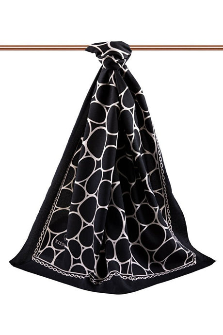 Luxury Medina Silk Shawl - Black & White Geometric - TryAladdin