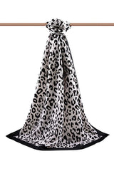 Luxury Medina Silk Shawl - Black & White Leopard Print - TryAladdin