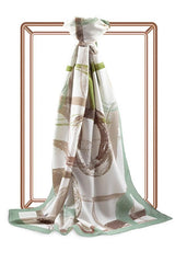 Luxury Medina Silk Shawl - Cream & Sea Green - TryAladdin