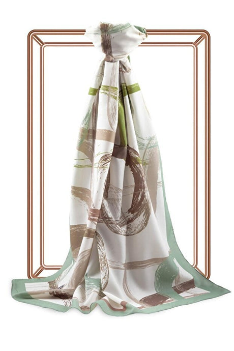 Luxury Medina Silk Shawl - Cream & Sea Green - TryAladdin