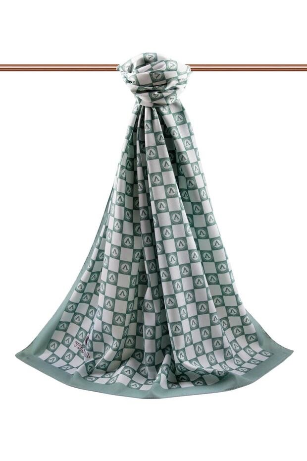 Luxury Medina Silk Shawl - Dark Mint Geometric - TryAladdin