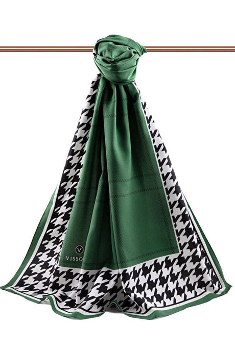 Luxury Medina Silk Shawl - Emerald Green & Black - TryAladdin