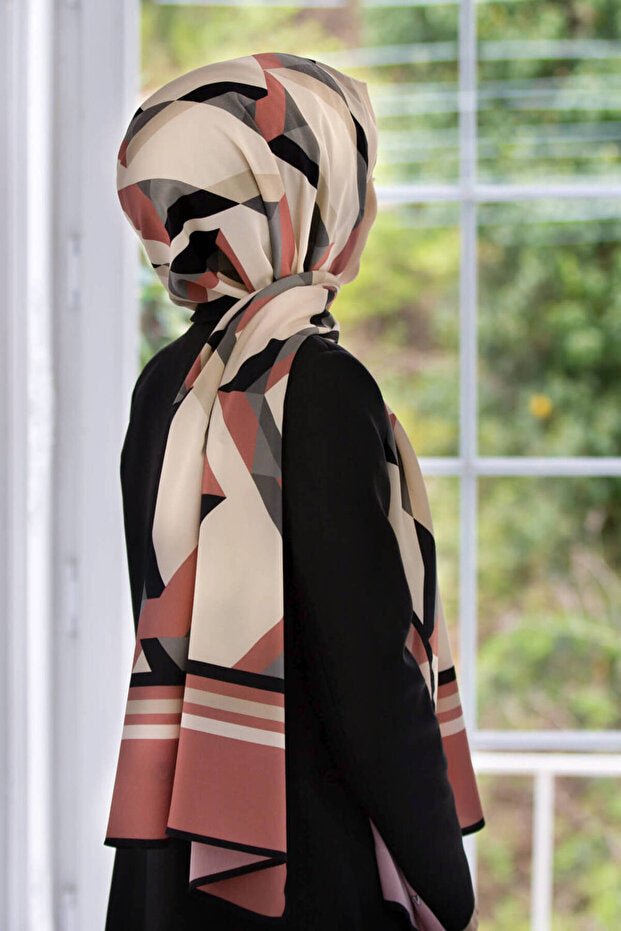 Luxury Medina Silk Shawl - Geometric Powder, Wrinkle - Free - TryAladdin