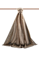 Luxury Medina Silk Shawl - Gold Baroque Pattern - TryAladdin
