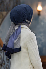 Luxury Medina Silk Textured Wrinkle - Free Shawl - Navy Indigo - TryAladdin