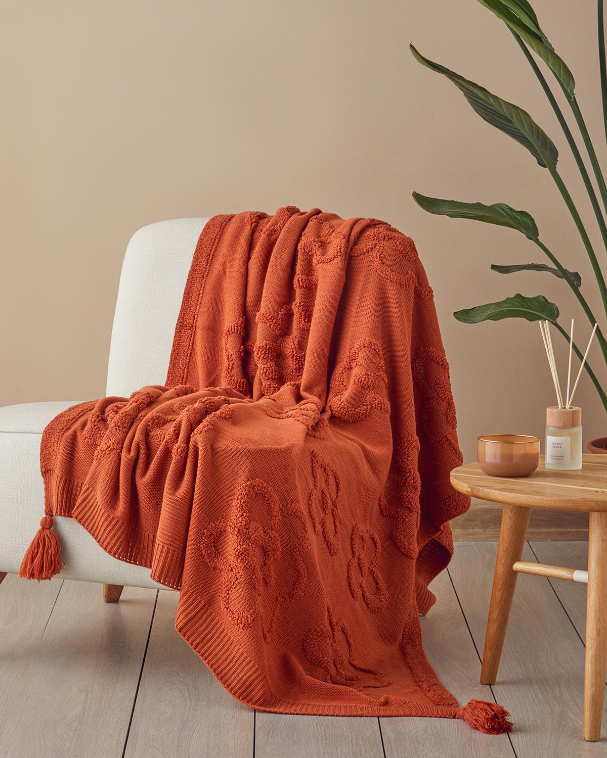 Premium Soft Knit Terracotta Throw Blanket   Wholesale Home Textile