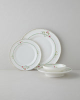 Professional Grade Bone Porcelain Dinnerware Set 24 Piece 6 Person Colorful Design