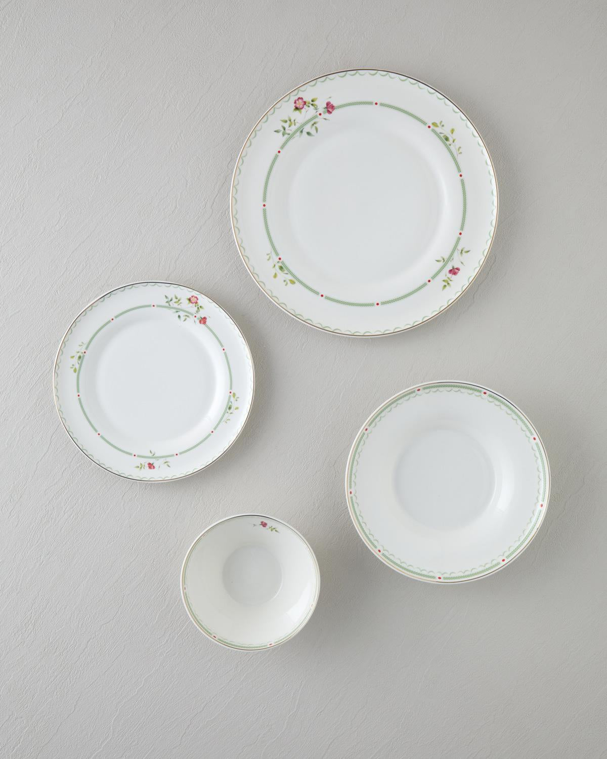 Professional Grade Bone Porcelain Dinnerware Set 24 Piece 6 Person Colorful Design