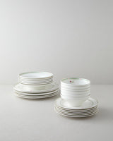 Professional Grade Bone Porcelain Dinnerware Set 24 Piece 6 Person Colorful Design