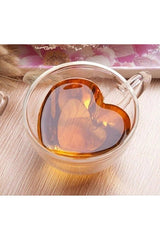 M Mimoza Park Premium Double Wall Heart Espresso Glass Cups - 180ml Set of 2 - TryAladdin
