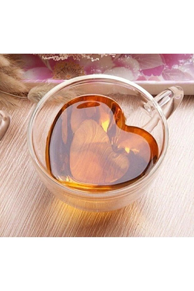 M Mimoza Park Premium Double Wall Heart Espresso Glass Cups - 180ml Set of 2 - TryAladdin
