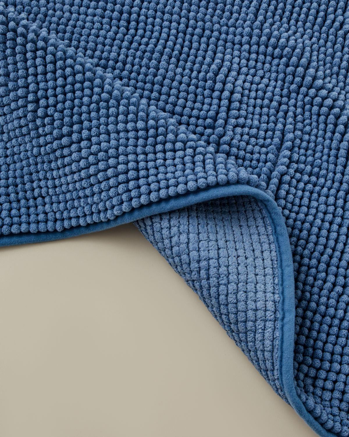 Premium Non Slip Macaroni Texture Bathroom Mat Set   Blue