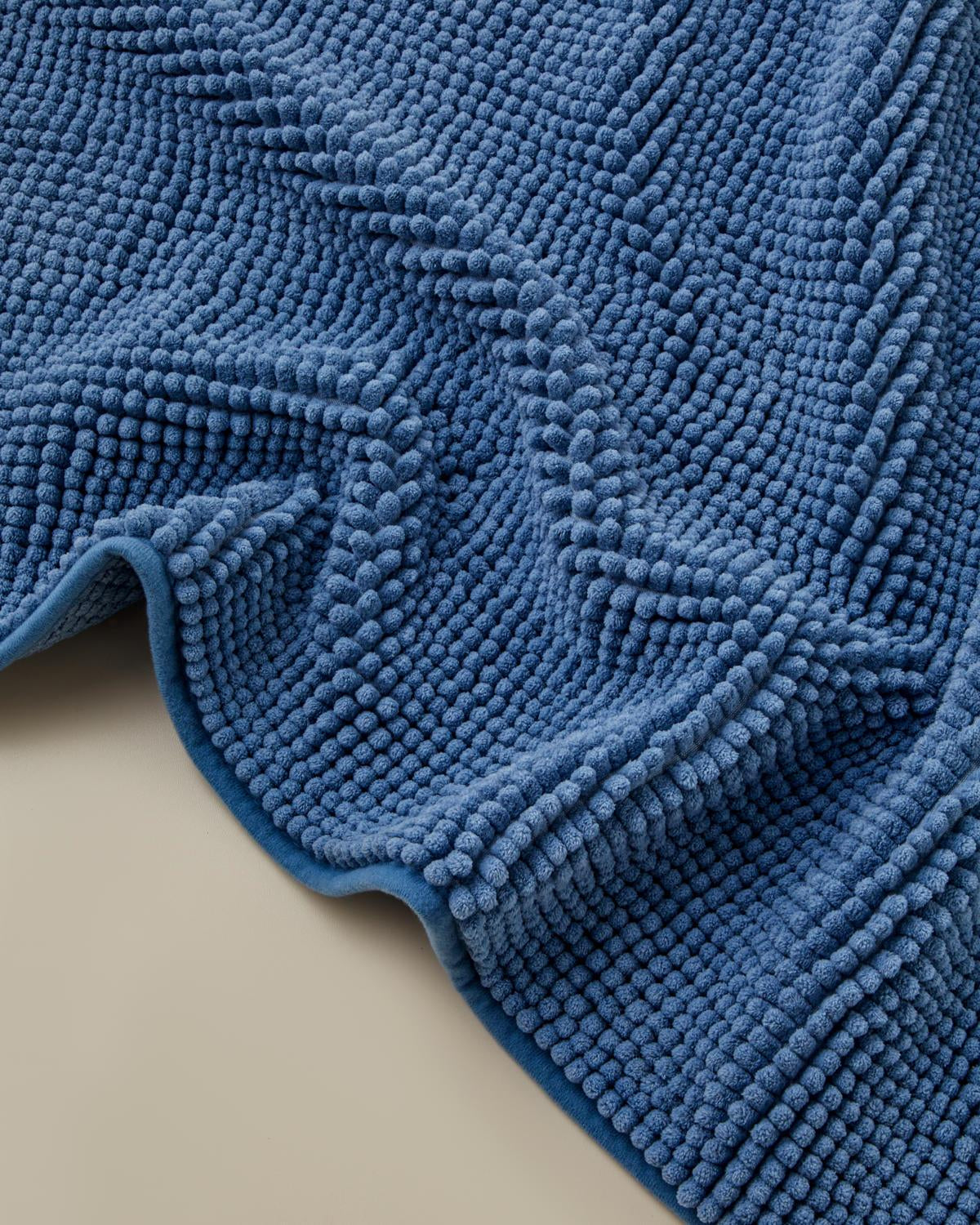 Premium Non Slip Macaroni Texture Bathroom Mat Set   Blue
