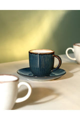 Madame Coco Hiver Indigo Professional Ceramic Coffee Cup Set - 2 - Piece Set - TryAladdin
