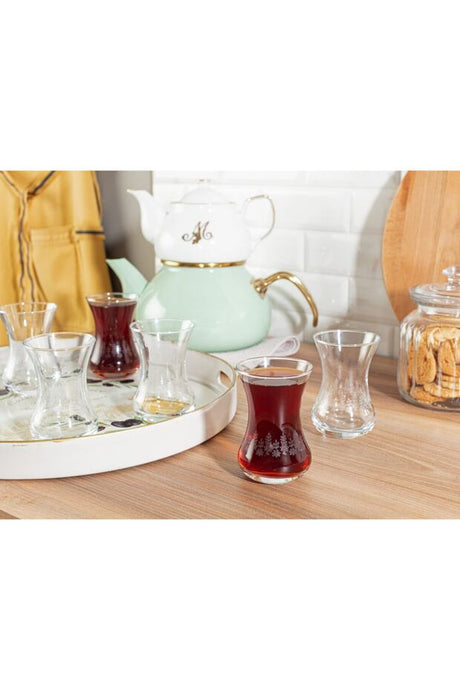 Madame Coco Lavem Daisy Touch Premium Turkish Tea Glass Set - 6 - Piece Set - 155ml Each - TryAladdin