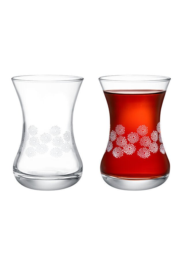 Madame Coco Lavem White Flowers Turkish Tea Glass Set - 6 x 155ml - TryAladdin