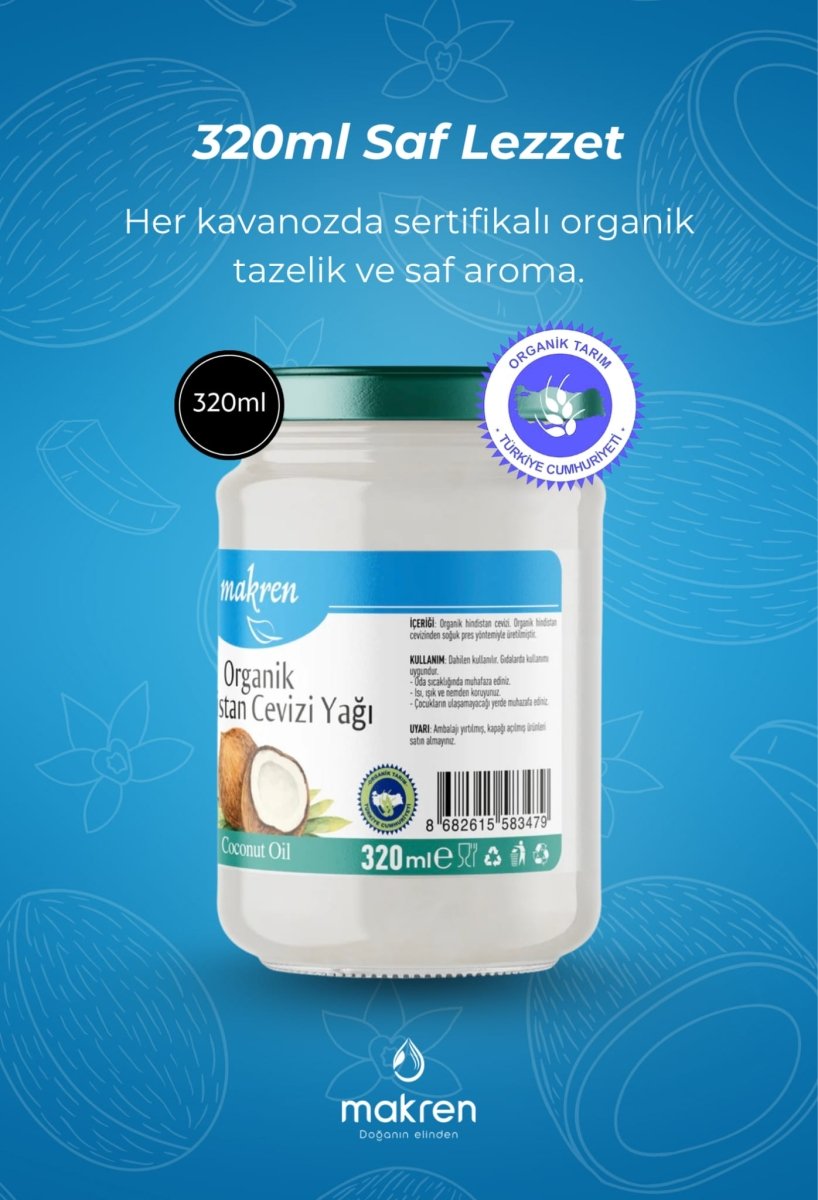 Makren Premium Organic Cold - Pressed Coconut Oil - 320ml - TryAladdin