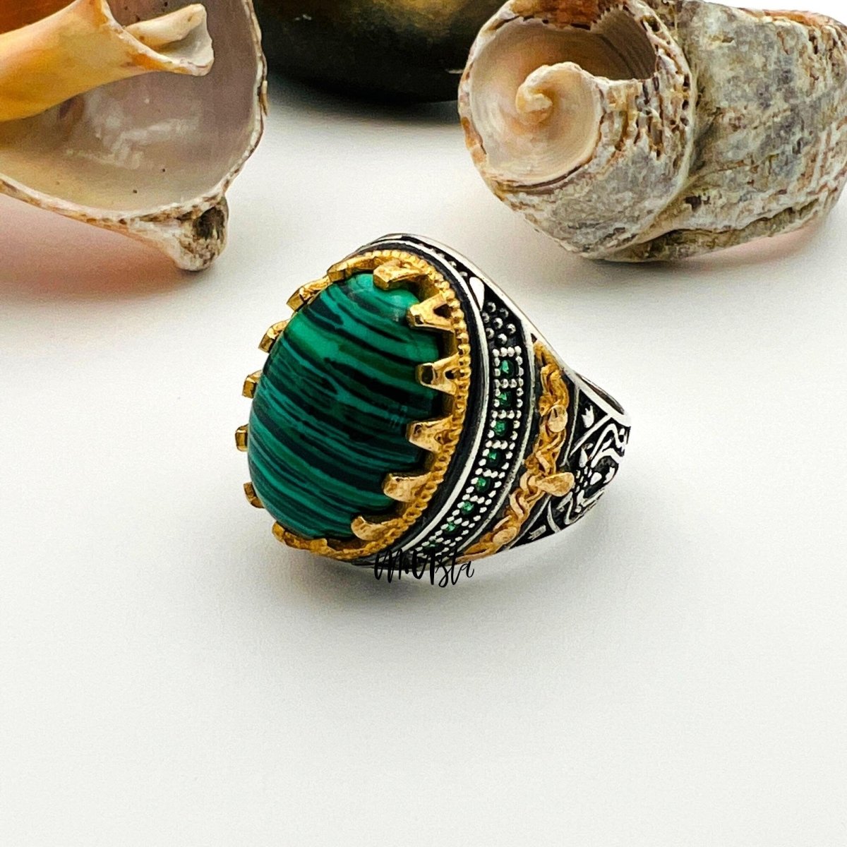 Malachite Stone Men's Ring