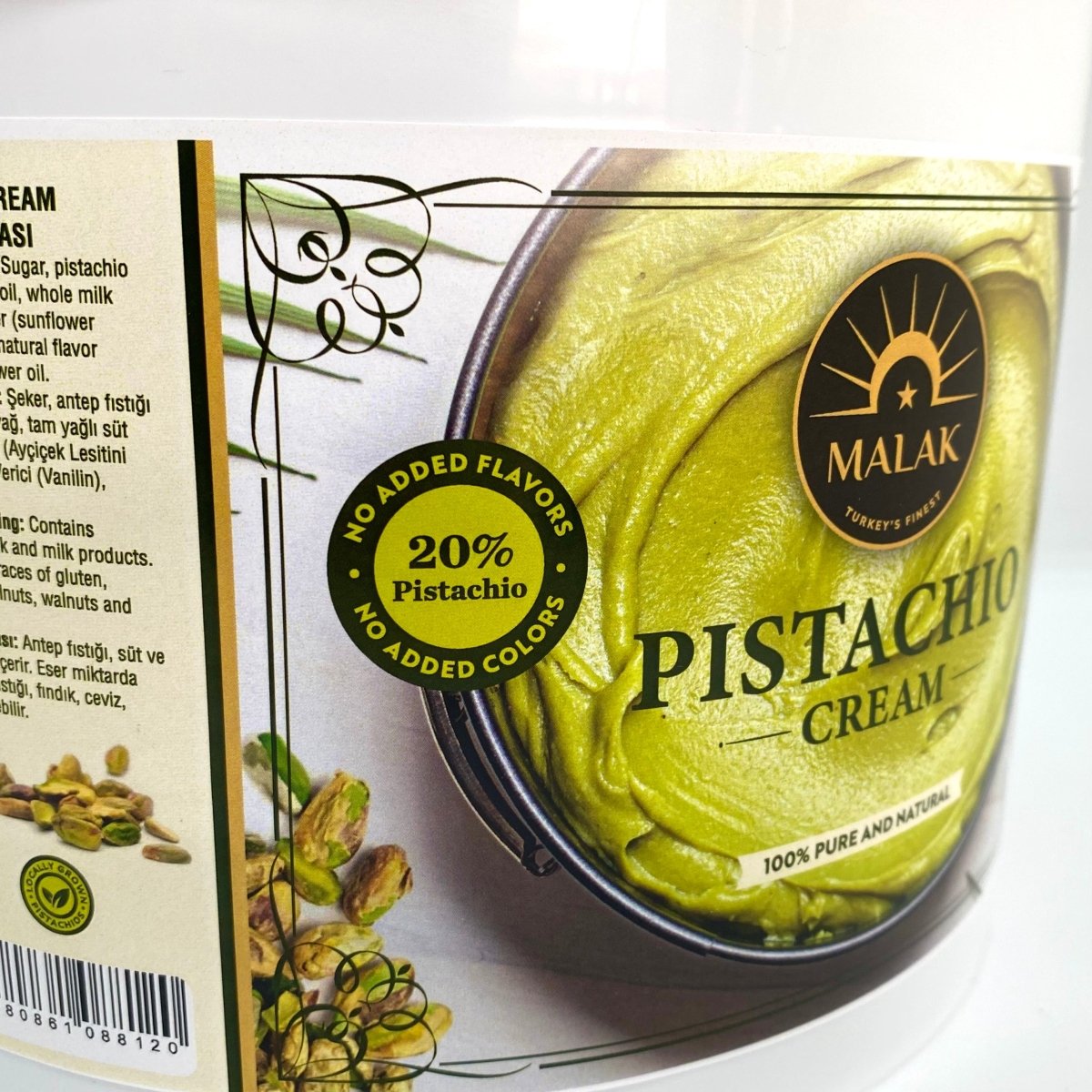 Malak Pistachio Cream with 20% Pistachio - 1.1. lb (5 Kg) Bulk