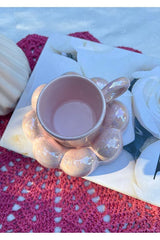 Mamaliza Premium Pink Mother - of - Pearl Ceramic Turkish Coffee Espresso Cup Set - Set of 2 - TryAladdin