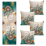 Mandala Design Ramadan Lantern Motif with Mubarak Writing Runner and Cushion Pillow Cover Set - TryAladdin