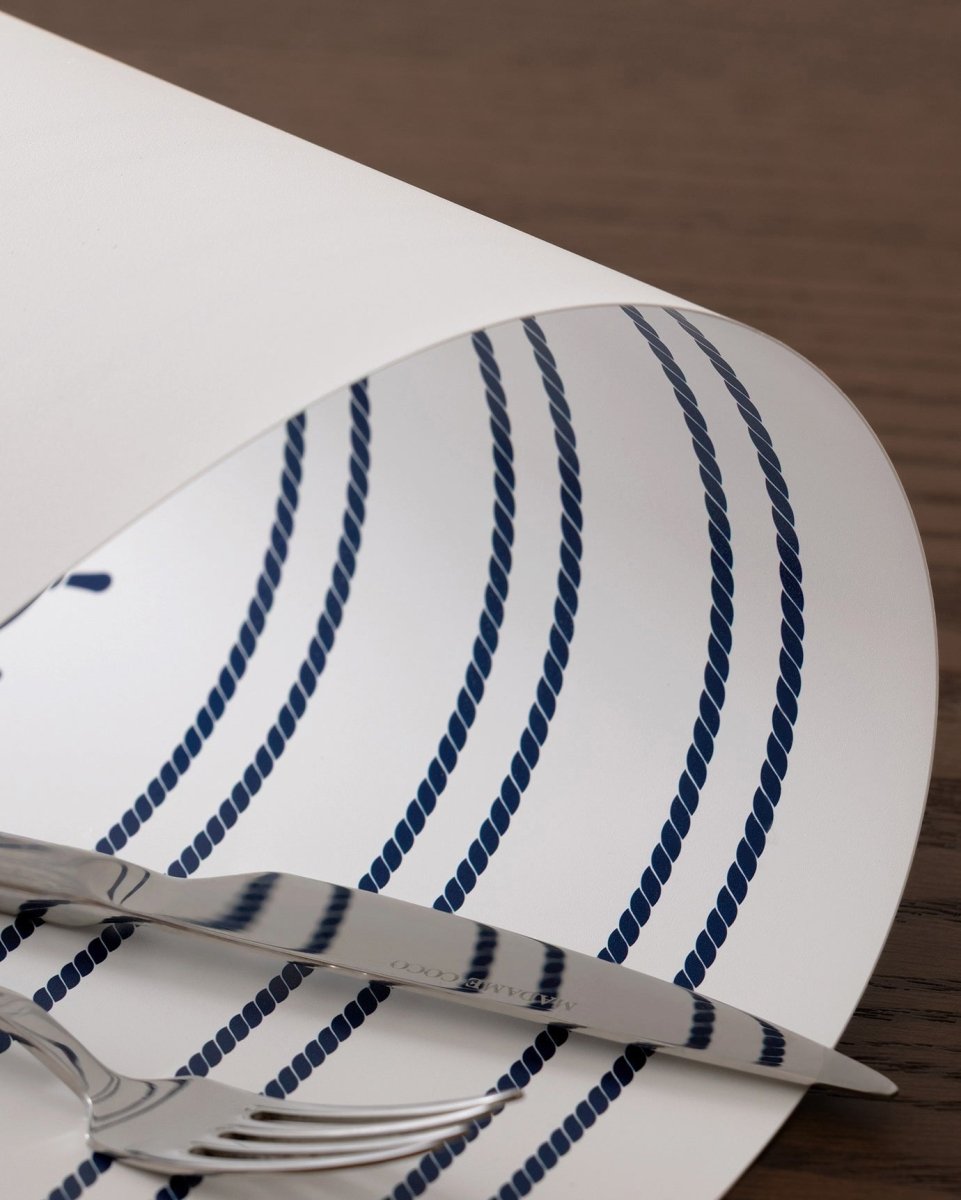 Marine Theme 4 - Piece Placemat Set - White & Navy Blue - TryAladdin