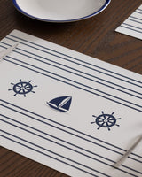 Marine Theme 4 - Piece Placemat Set - White & Navy Blue - TryAladdin