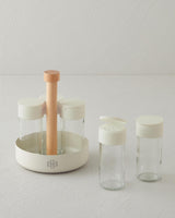 Professional 6 Piece Glass Spice Jar Set   Cream Finish