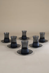 Matte Black Professional Turkish Tea Set - 12 - Piece Set - TryAladdin