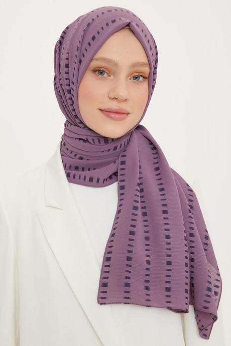 Mauve Cut Line Detail Floş Shawl - Breathable - TryAladdin