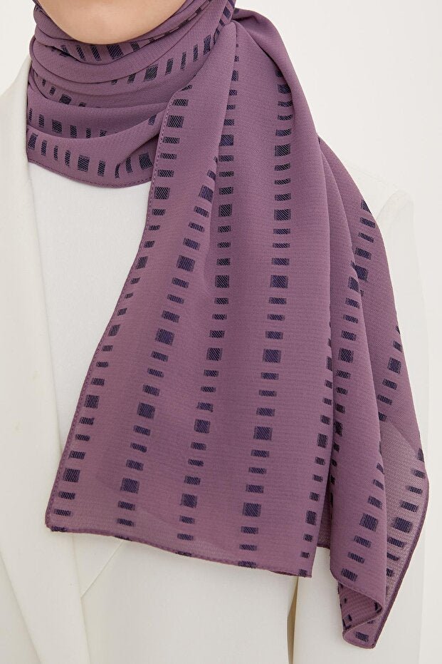 Mauve Cut Line Detail Floş Shawl - Breathable - TryAladdin