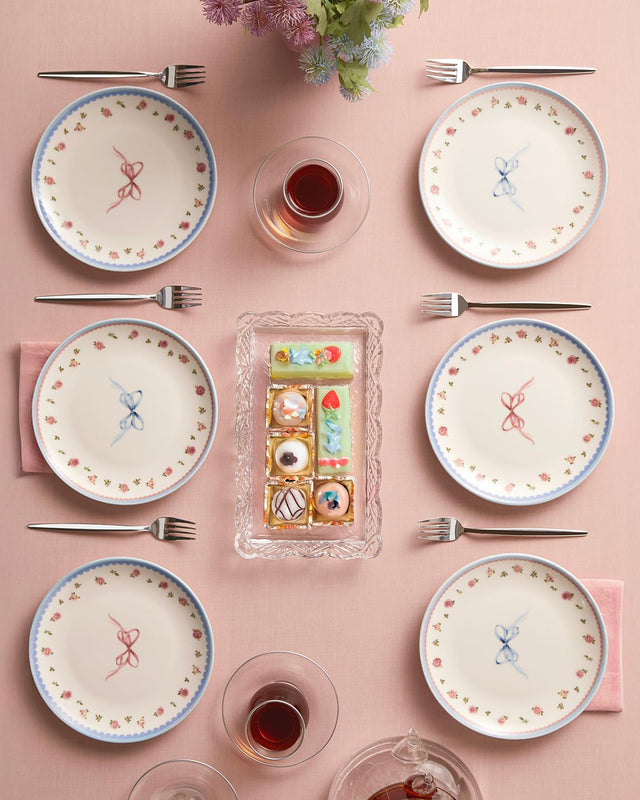 Premium Porcelain Dessert Plate Set - 6 Piece - Vibrant Assortment
