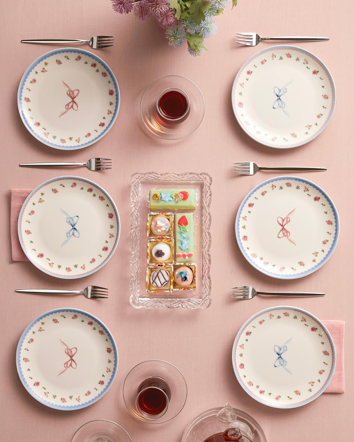 Premium Porcelain Dessert Plate Set   6 Piece   Vibrant Assortment