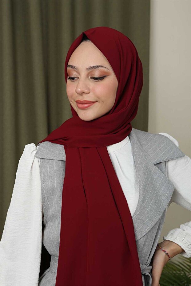 Medine Silk Feel Shawl - Burgundy, Iron - Free - TryAladdin