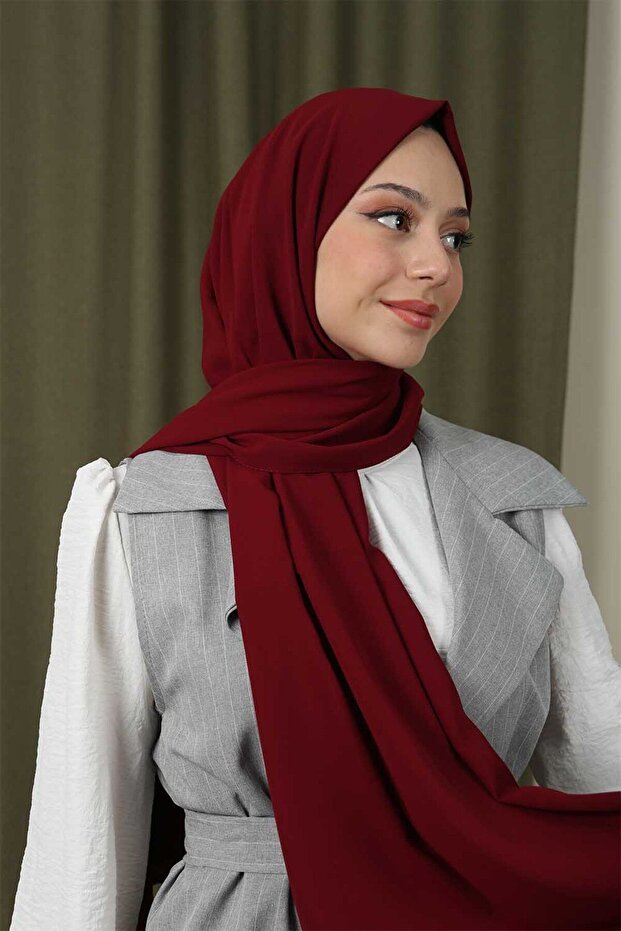 Medine Silk Feel Shawl - Burgundy, Iron - Free - TryAladdin