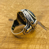 Men Black Onyx Silver Ring