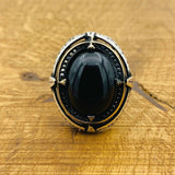 Men Black Onyx Silver Ring