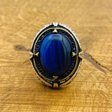 Men Blue Lapis Lazuli Silver Ring