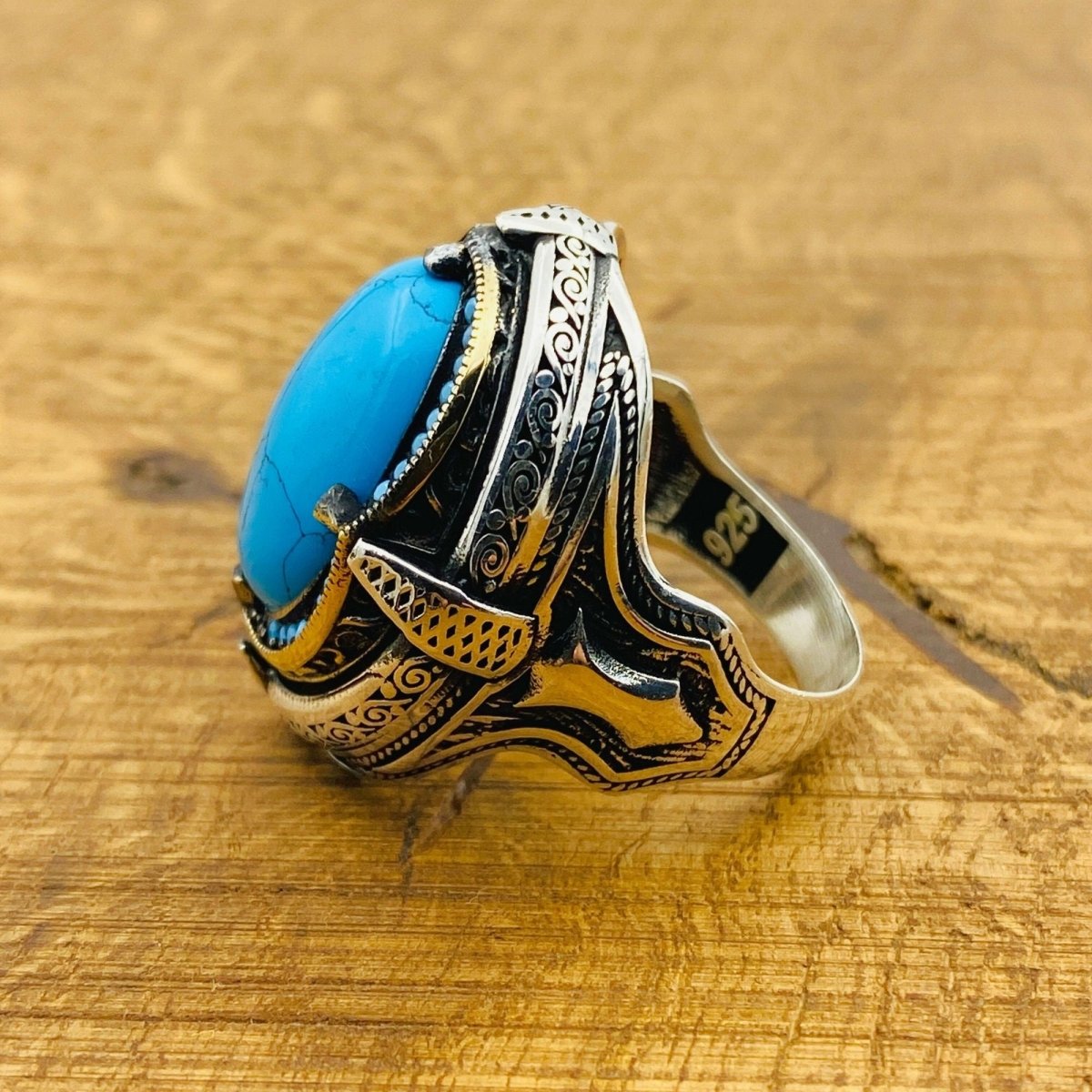 Men Natural Turquoise Ring