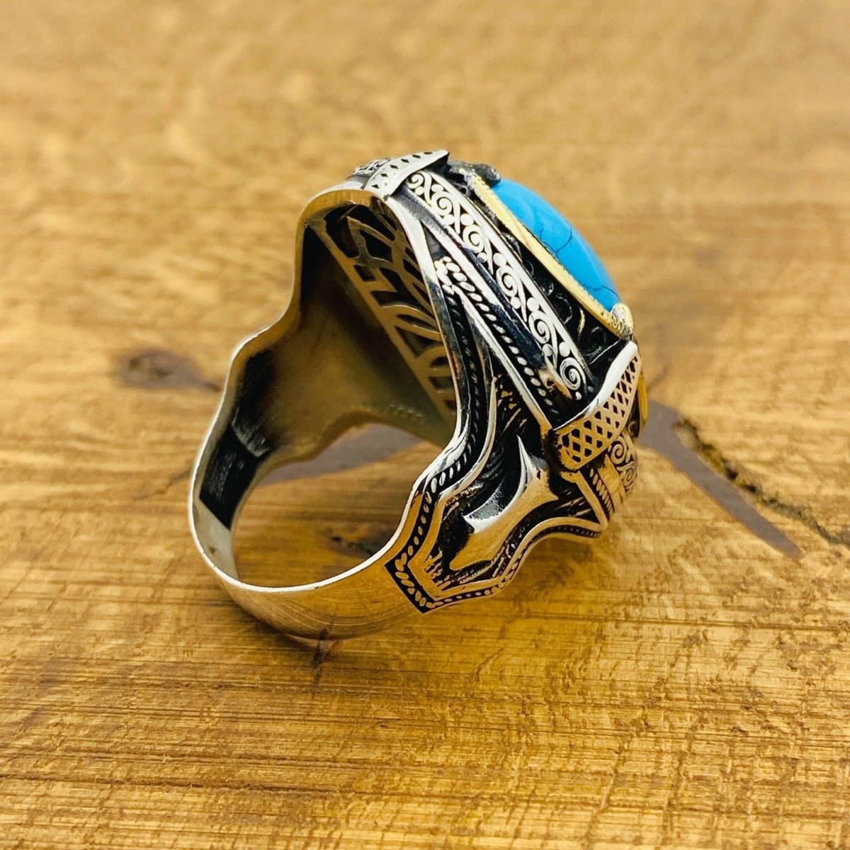 Men Natural Turquoise Ring