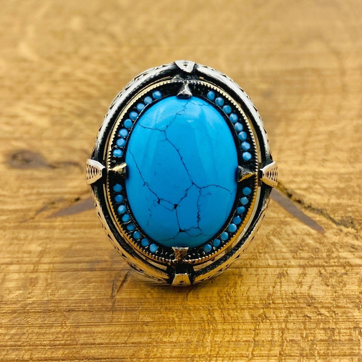 Men Natural Turquoise Ring