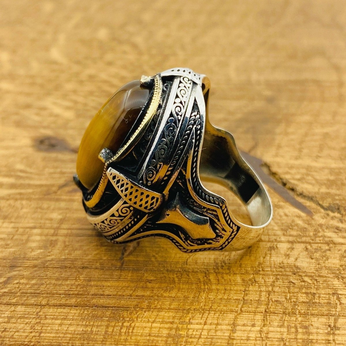 Men Tiger's Eye Stone Ring