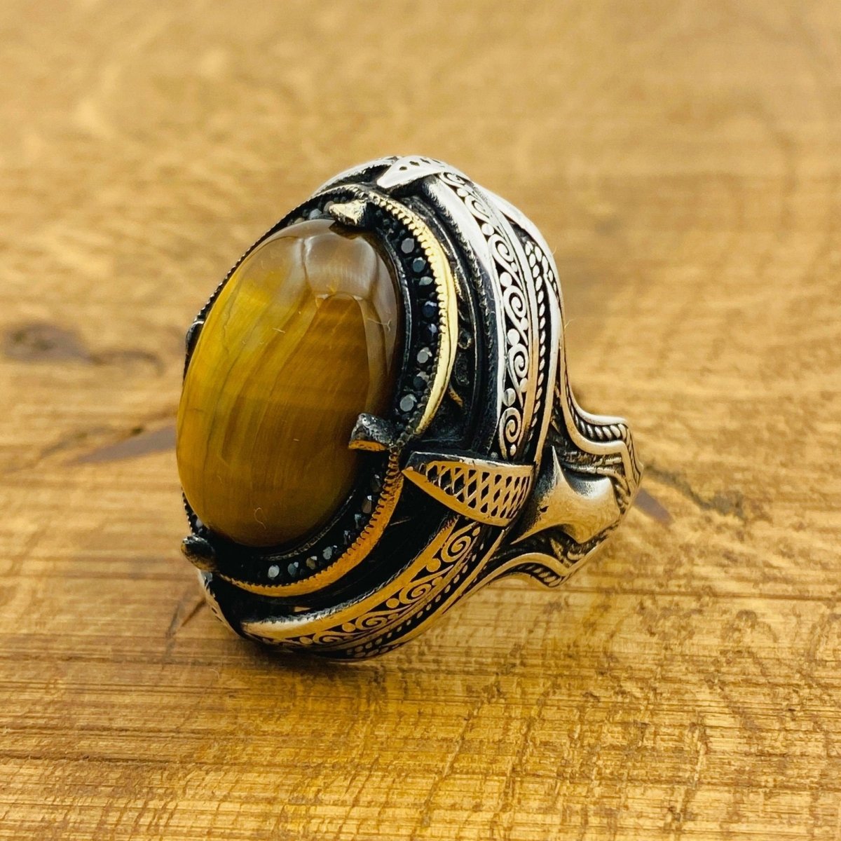 Men Tiger's Eye Stone Ring