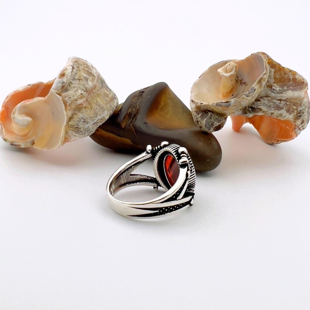 Men's 925 Sterling Silver Ring with Vibrant Red Zircon Stone - Classic Turkish Design - TryAladdin