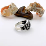 Men's 925 Sterling Silver Square Black Zircon Statement Ring - Handmade Turkish Jewelry - TryAladdin